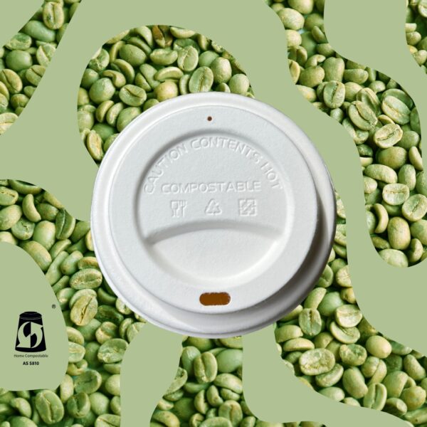 90mm Fibre Home Compostable Flat Hot Lid for Takeaway Coffee