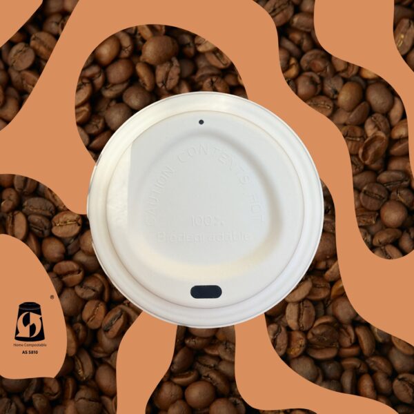 90mm Home Compostable OG Coated Fibre Lid For Coffee Takeaway