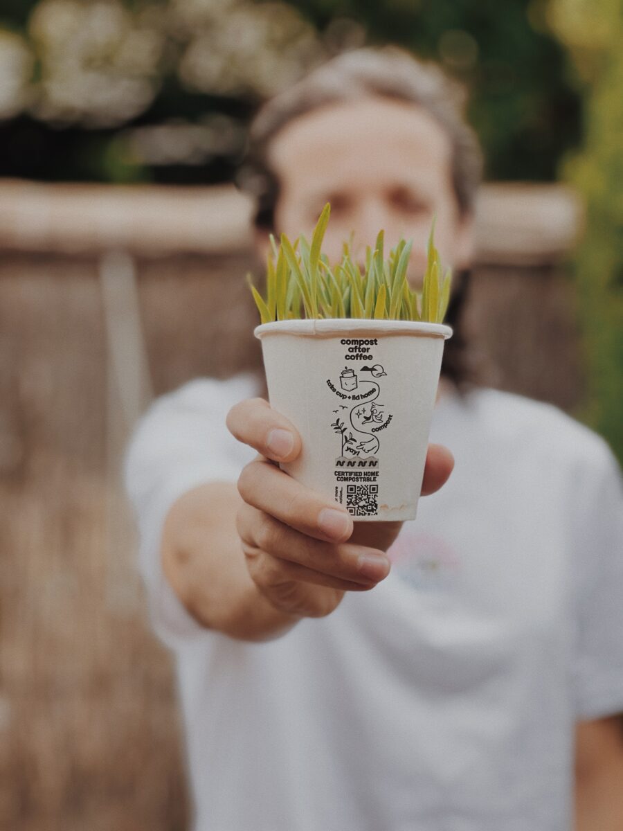 reuse your compostable cup as a planter
