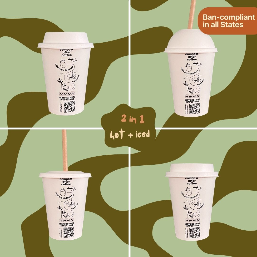 8oz + 12oz Starter Pack: Home Compostable Coffee Cups and Lids - Image 6