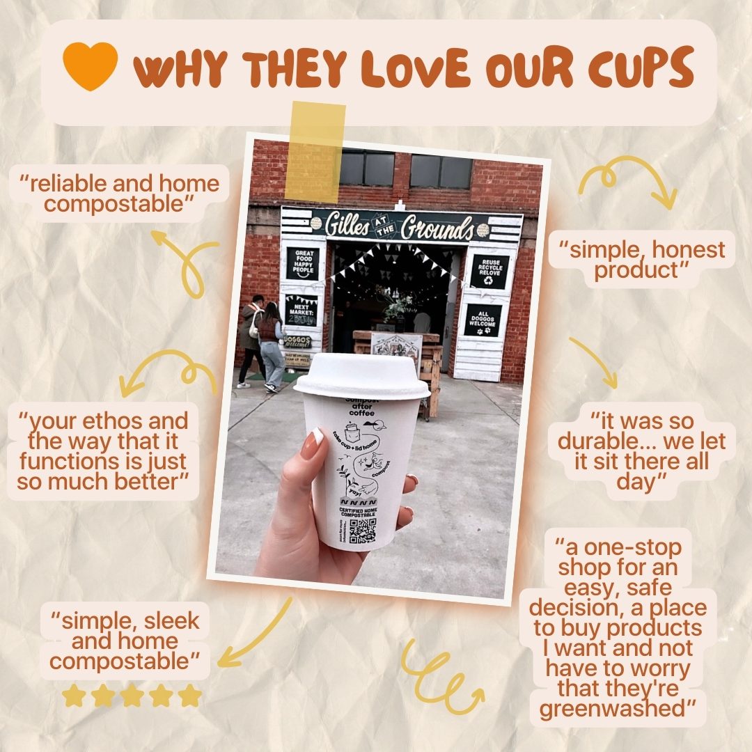 8oz + 12oz Starter Pack: Home Compostable Coffee Cups and Lids + Free Shipping - Image 7