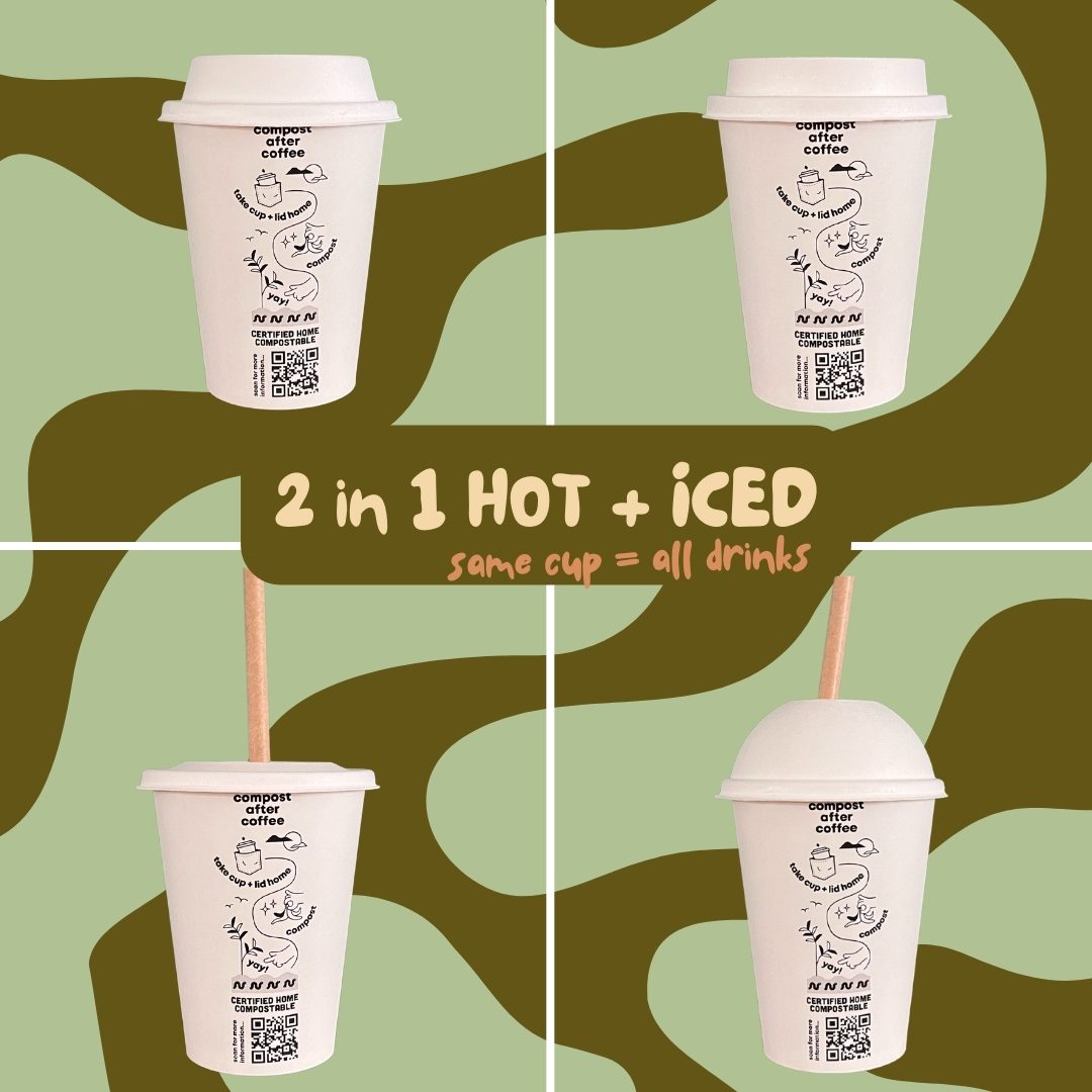 8oz + 12oz Starter Pack: Home Compostable Coffee Cups and Lids + Free Shipping - Image 4