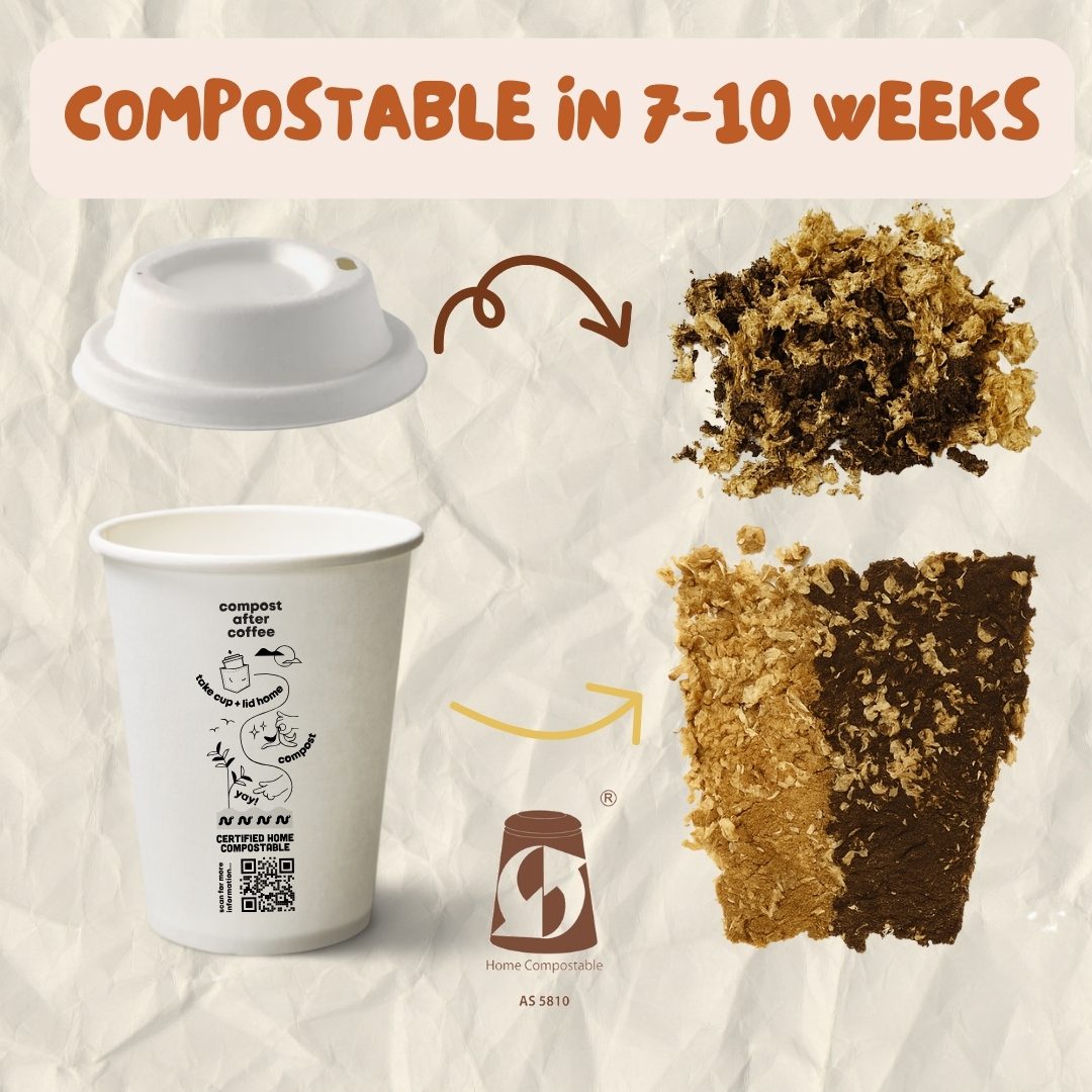 8oz + 12oz Starter Pack: Home Compostable Coffee Cups and Lids + Free Shipping - Image 2